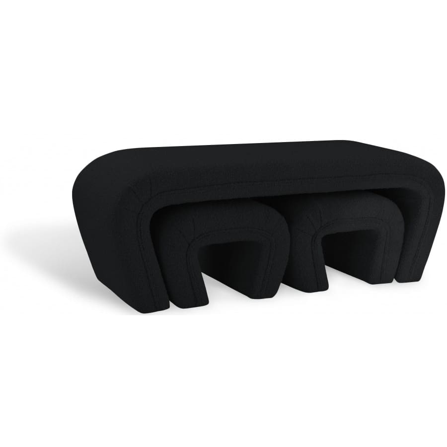 Meridian Furniture Odelia Boucle Fabric Bench - Black - Benches