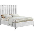 Meridian Furniture Enzo Velvet King Bed - White - Bedroom Beds