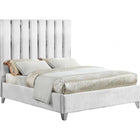 Meridian Furniture Enzo Velvet Full Bed - White - Bedroom Beds
