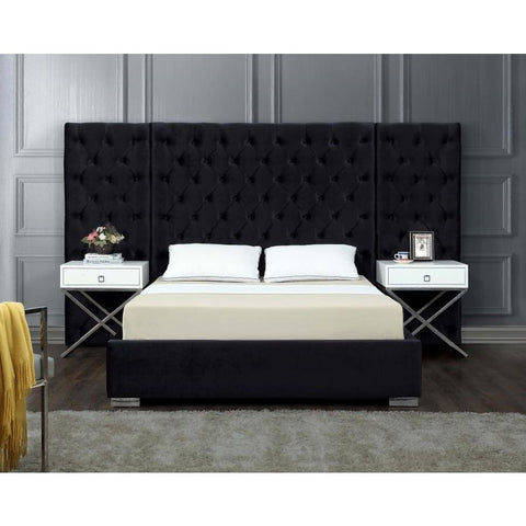 Meridian Furniture Grande Velvet King Bed - Black - Bedroom Beds