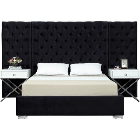 Meridian Furniture Grande Velvet King Bed - Black - Bedroom Beds