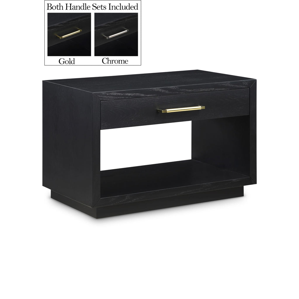 Meridian Furniture Avery Oak Veneer Nightstand - Black - Nightstand
