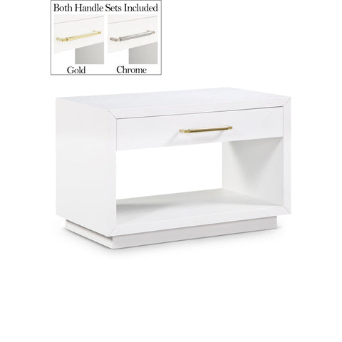 Meridian Furniture Avery Oak Veneer Nightstand - White - Nightstand