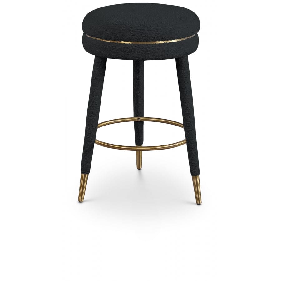 Meridian Furniture Coral Boucle Fabric Counter Stool - Black - Stools