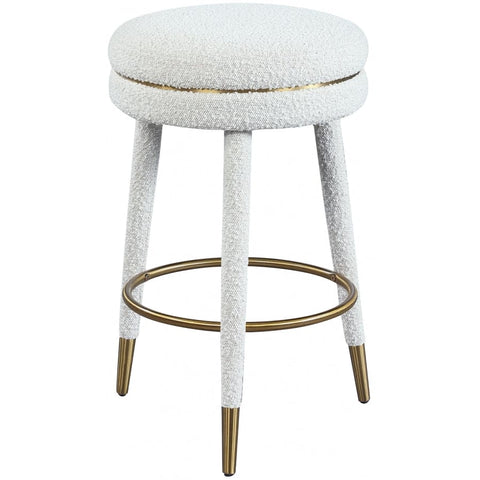 Meridian Furniture Coral Boucle Fabric Counter Stool - Cream - Stools