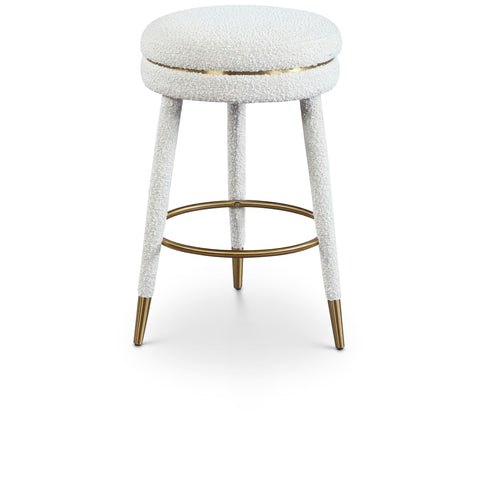 Meridian Furniture Coral Boucle Fabric Counter Stool - Cream - Stools
