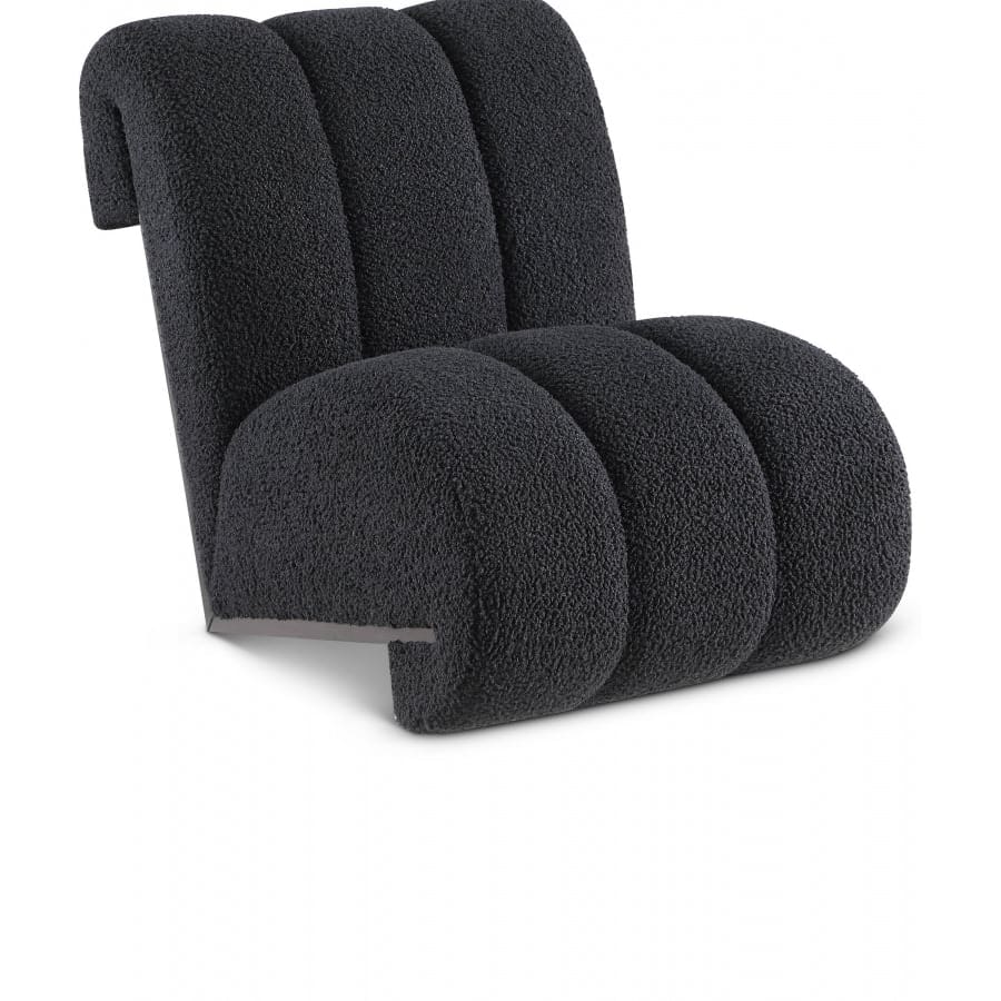 Meridian Furniture Swoon Faux Sheepskin Accent Chair - Black Oak - Black - Chairs