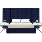 Meridian Furniture Grande Velvet King Bed - Navy - Bedroom Beds