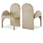 Meridian Furniture Summer Velvet Dining Arm Chair - Beige - Dining Chairs