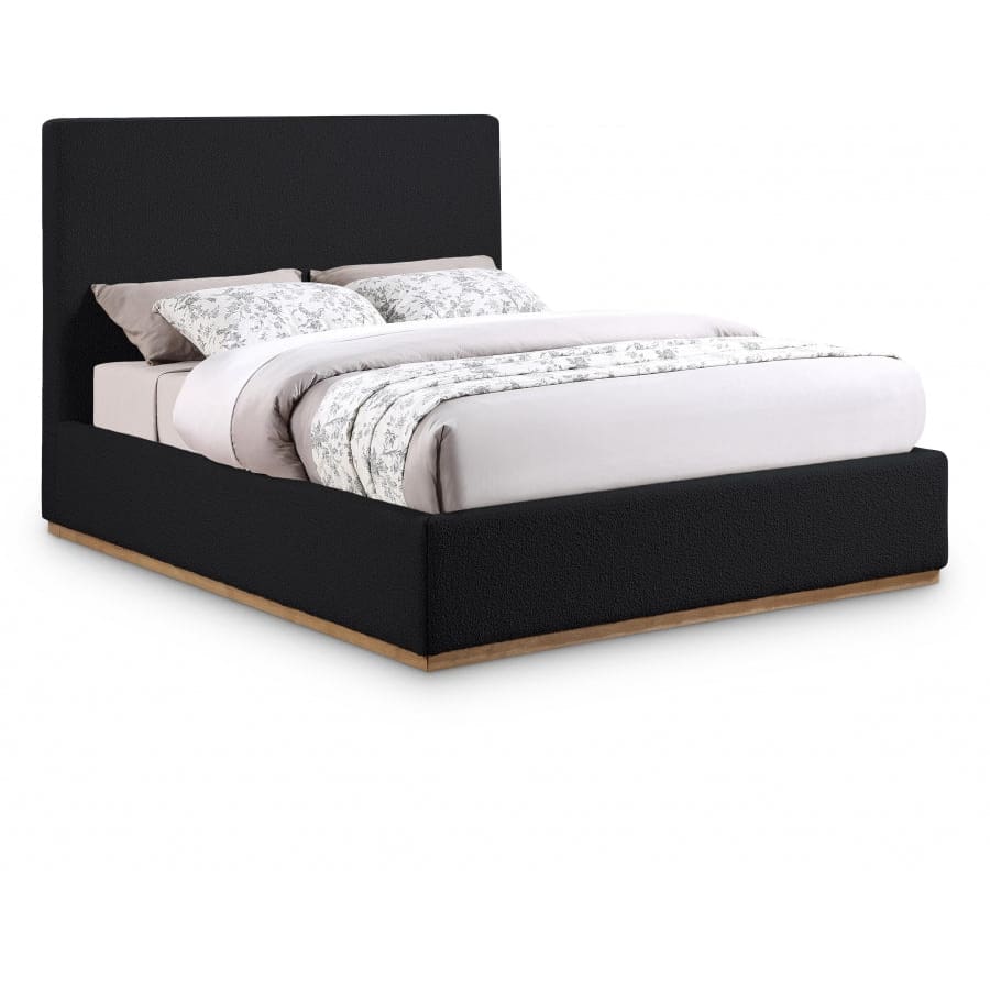 Meridian Furniture Monaco Boucle Fabric Queen Bed - Black - Bedroom Beds