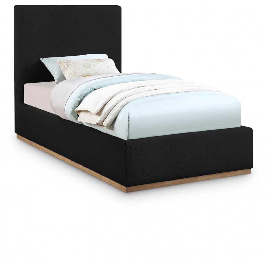 Meridian Furniture Monaco Boucle Fabric Twin Bed - Black - Bedroom Beds