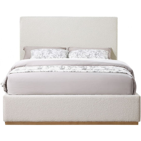 Meridian Furniture Monaco Boucle Fabric Queen Bed - Cream - Bedroom Beds