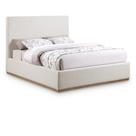 Meridian Furniture Monaco Boucle Fabric King Bed - Cream - Bedroom Beds