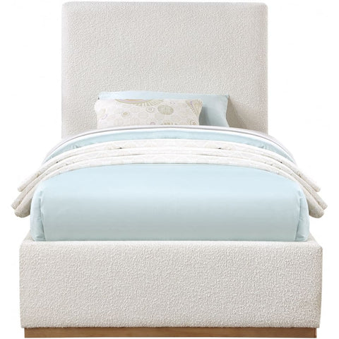 Meridian Furniture Monaco Boucle Fabric Twin Bed - Cream - Bedroom Beds