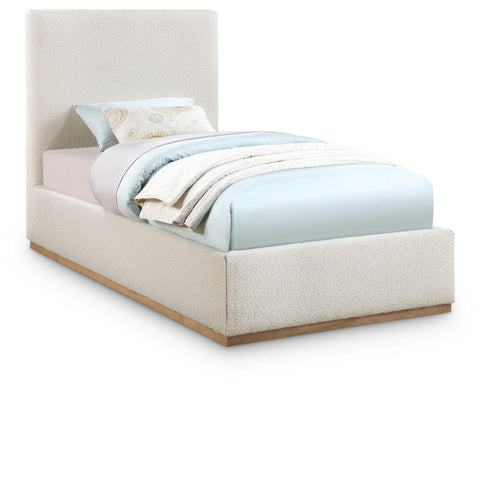Meridian Furniture Monaco Boucle Fabric Twin Bed - Cream - Bedroom Beds