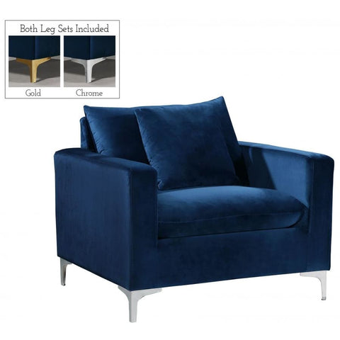 Meridian Furniture Naomi Velvet Chair - Navy - Chairs