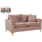 Meridian Furniture Naomi Velvet Loveseat - Pink - Loveseats