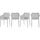 Meridian Furniture Mykonos Outdoor Patio Arm Dining Chair - Grey - Outdoor Furniture