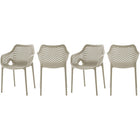 Meridian Furniture Mykonos Outdoor Patio Arm Dining Chair - Beige - Outdoor Furniture