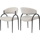 Meridian Furniture Privet Linen-Like Dining Chair - Black Finish - Beige - Dining Chairs