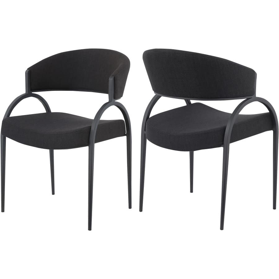 Meridian Furniture Privet Linen-Like Dining Chair - Black Finish - Black - Dining Chairs