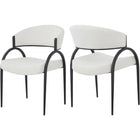 Meridian Furniture Privet Linen-Like Dining Chair - Black Finish - Cream - Dining Chairs