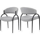 Meridian Furniture Privet Linen-Like Dining Chair - Black Finish - Grey - Dining Chairs