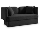 Meridian Furniture Marcel Boucle Fabric Loveseat - Black - Loveseats