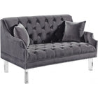Meridian Furniture Roxy Velvet Loveseat - Grey - Loveseats