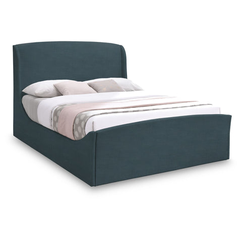 Meridian Furniture Tess Velvet Bed - Queen - Blue - Bedroom Beds