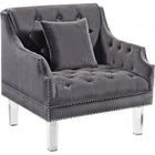 Meridian Furniture Roxy Velvet Chair - Grey - Chairs