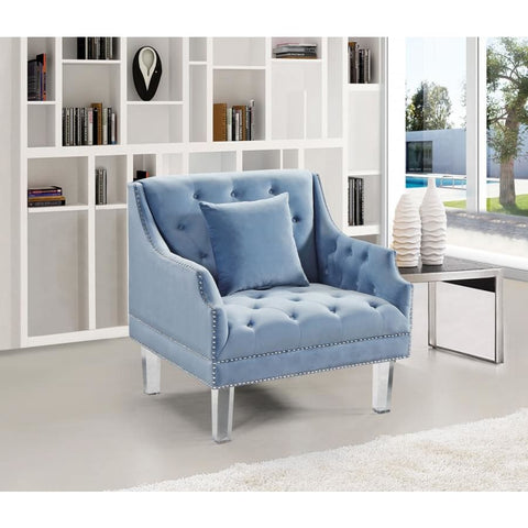 Meridian Furniture Roxy Velvet Chair - Sky Blue - Chairs