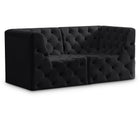 Meridian Furniture Tuft Velvet Modular 70 Sofa - Black - Sofas