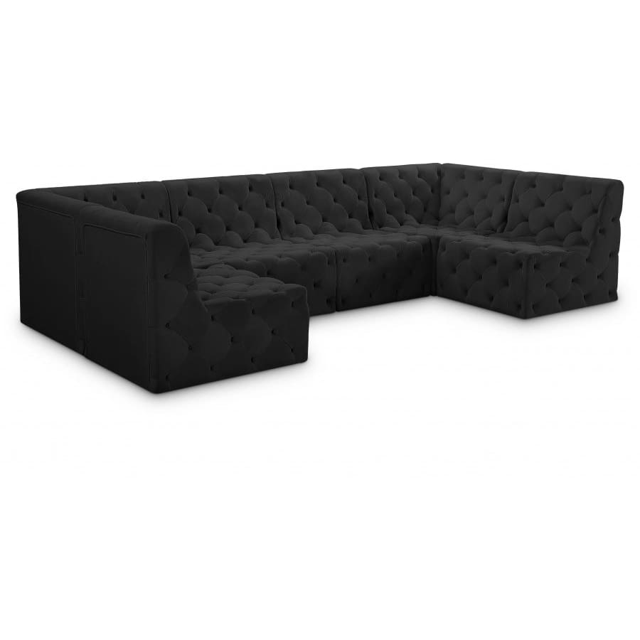 Meridian Furniture Tuft Velvet Modular Sectional 6B - Black - Sofas