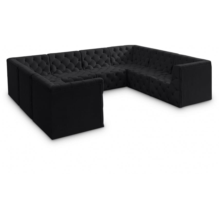 Meridian Furniture Tuft Velvet Modular Sectional 8A - Black - Sofas