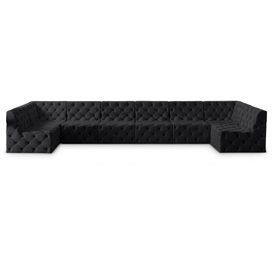 Meridian Furniture Tuft Velvet Modular Sectional 8B - Black