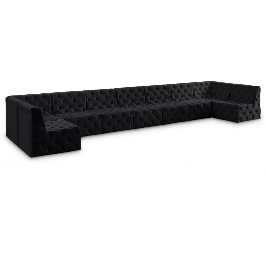 Meridian Furniture Tuft Velvet Modular Sectional 9A - Black - Sofas
