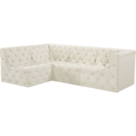 Meridian Furniture Tuft Velvet Modular Sectional 4A - Cream - Sofas