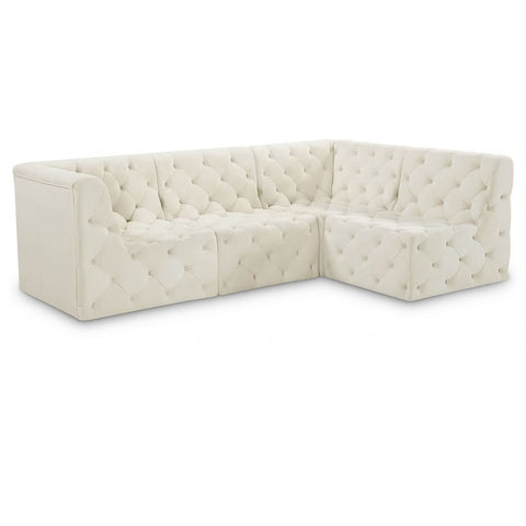 Meridian Furniture Tuft Velvet Modular Sectional 4A - Cream - Sofas