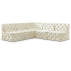 Meridian Furniture Tuft Velvet Modular Sectional 5B - Cream - Sofas