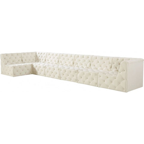 Meridian Furniture Tuft Velvet Modular Sectional 7B - Cream - Sofas