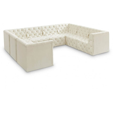 Meridian Furniture Tuft Velvet Modular Sectional 8A - Cream - Sofas