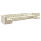 Meridian Furniture Tuft Velvet Modular Sectional 9A - Cream - Sofas