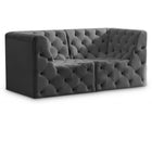 Meridian Furniture Tuft Velvet Modular 70 Sofa - Grey - Sofas
