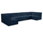 Meridian Furniture Tuft Velvet Modular Sectional 7A - Navy - Sofas