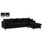 Meridian Furniture Naomi Velvet Reversible Sectional - Black - Sofas