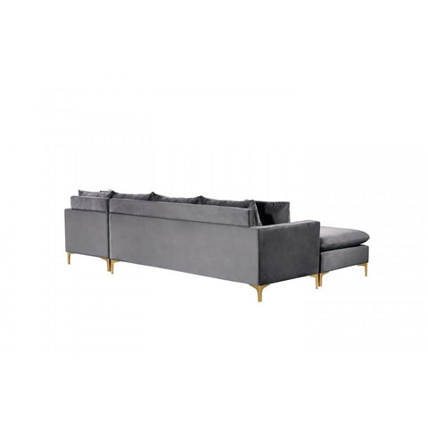 Meridian Furniture Naomi Velvet Reversible Sectional - Grey - Sofas