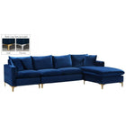 Meridian Furniture Naomi Velvet Reversible Sectional - Blue - Sofas