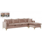 Meridian Furniture Naomi Velvet Reversible Sectional - Pink - Sofas