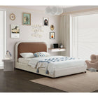 Meridian Furniture Blake Two Tone Faux Leather and Linen Textured Fabric Bed - Queen - Bedroom Beds